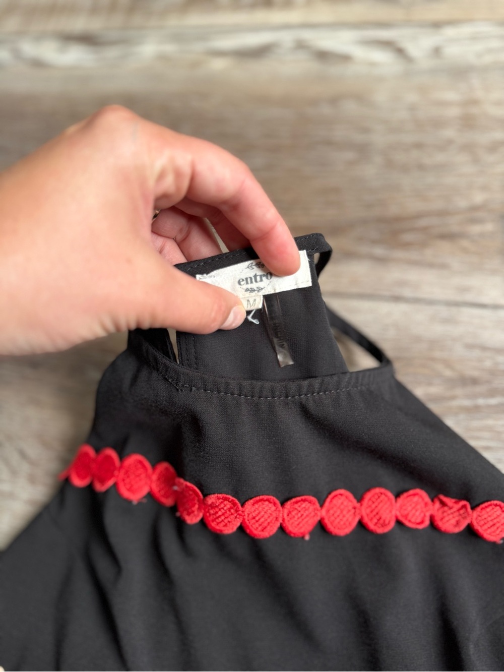 Black Womens Top with Colorful Trim - Picture 5 of 6
